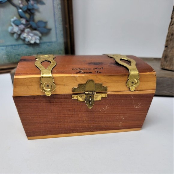 Vintage Souvenir Wood Trinket Box Chest Gettysburg - Picture 3 of 8